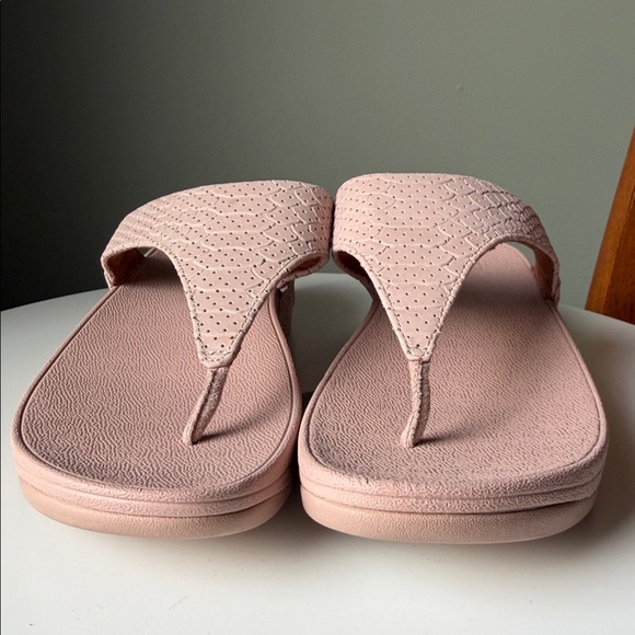 FitFlop Lulu Perf Croc-Embossed Leather Toe-Post Sandals in beige - Picture 11 of 16